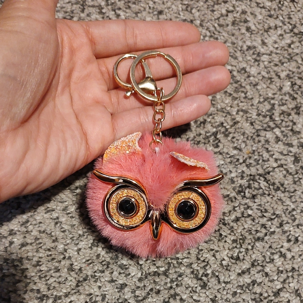 Owl Keychain with Gold Accents